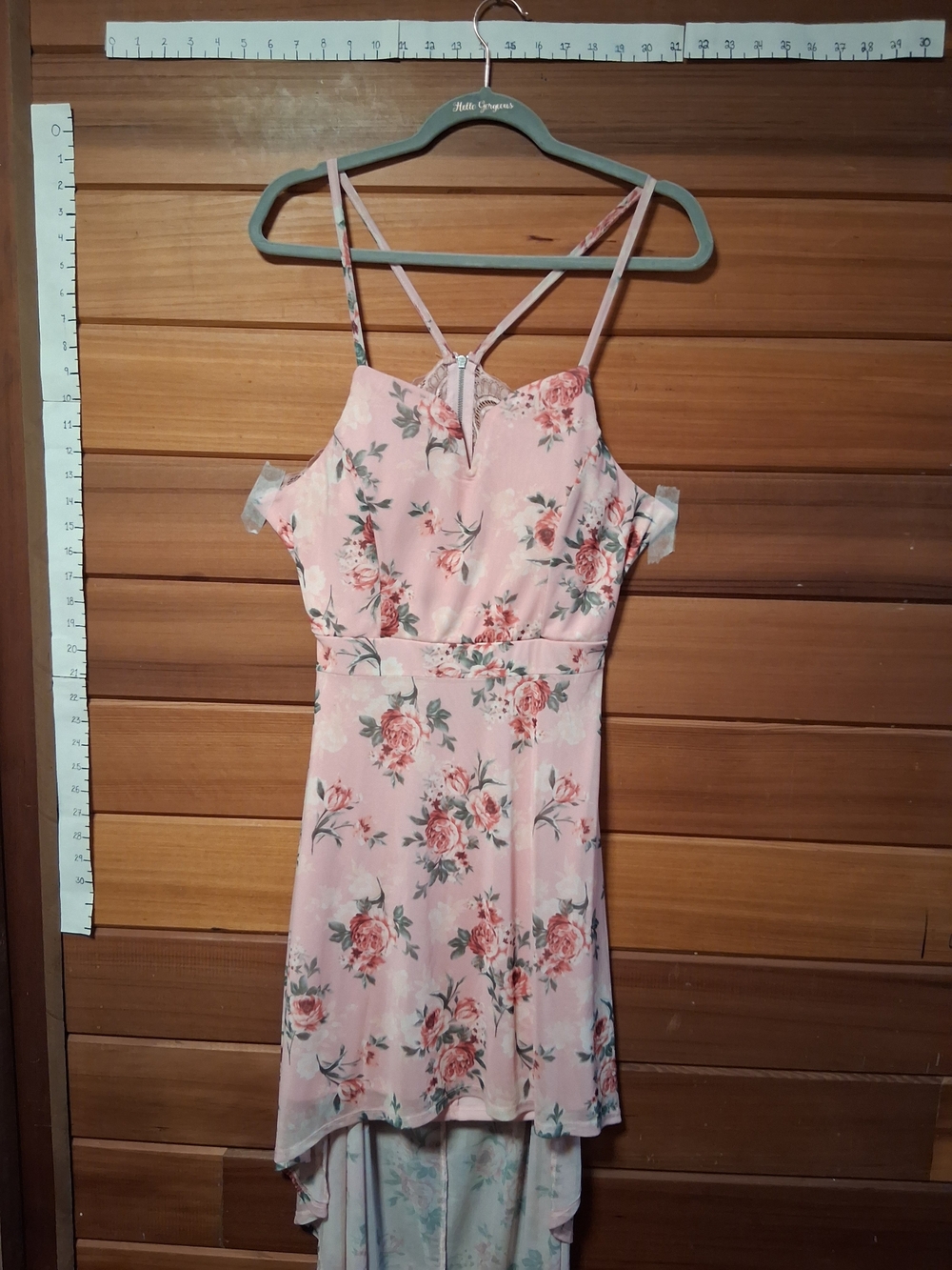 No Boundaries Pink Floral High-Low Spaghetti Strap Dress